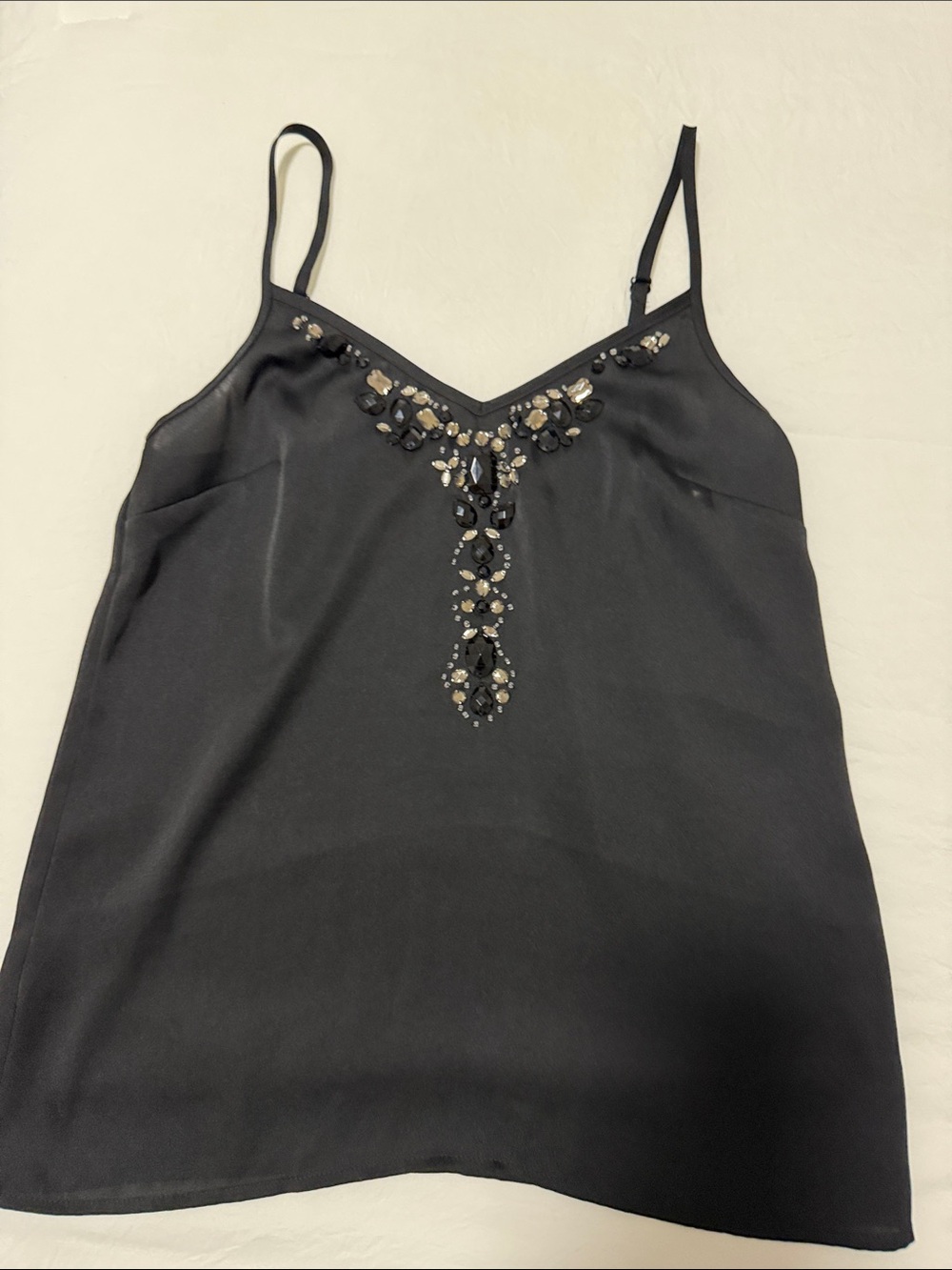 Black Embellished V-Neck Cami Top adjustable